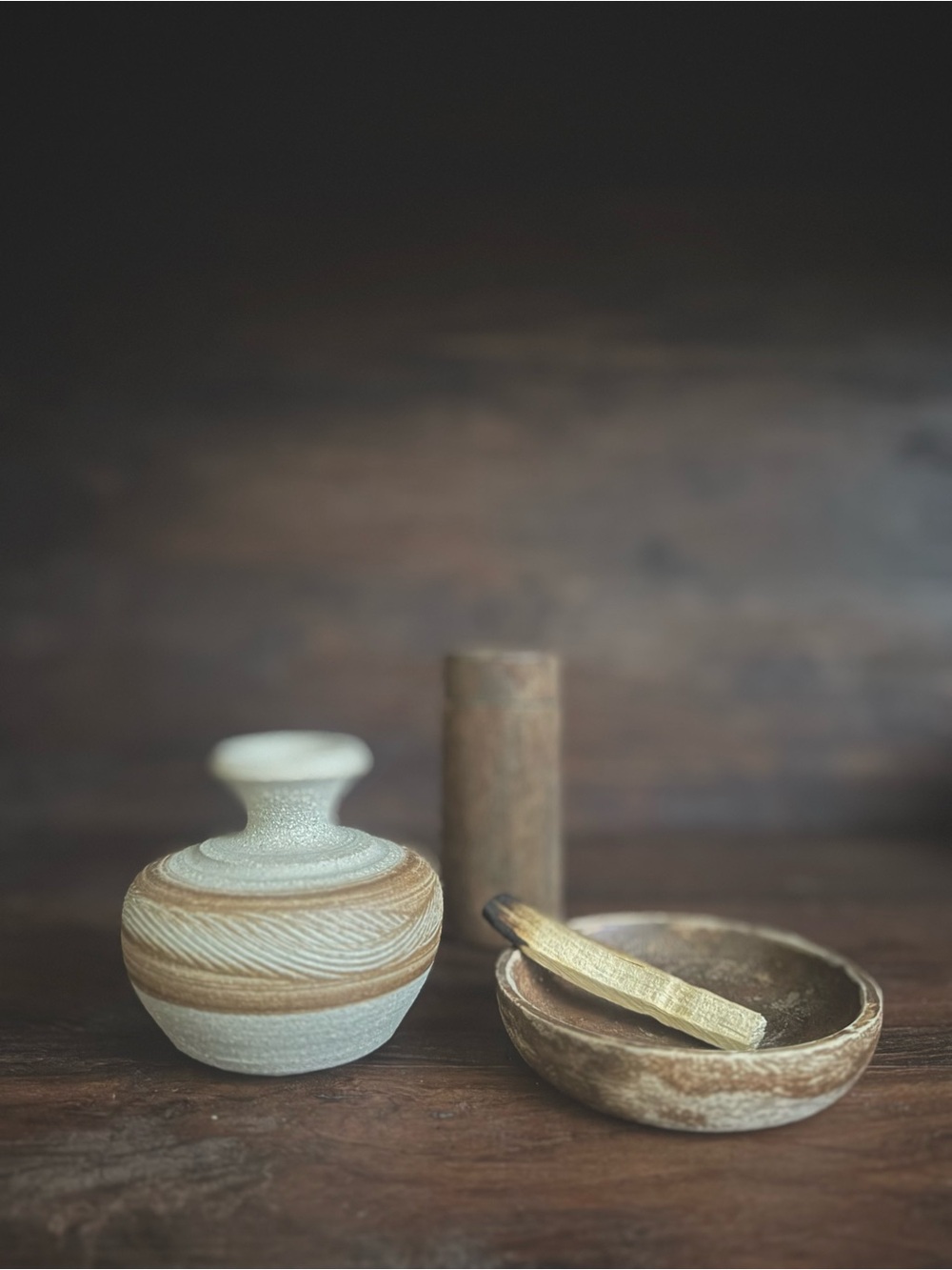Rustic Studio Pottery Bud Vase | Hand Thrown Stoneware | Signed | Earth Tones